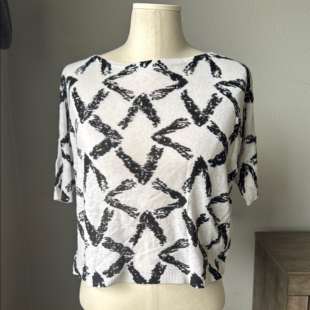 LOFT - Black and White geometric sweater